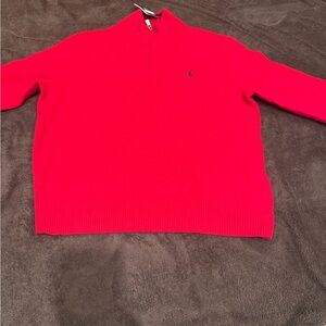 Polo Ralph Lauren Men's Zip Up Sweater in Vibrant Red